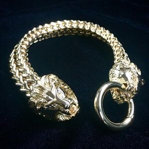 LION DOUBLE FRANCO BRACELET 18K GOLD MADE IN ITALY